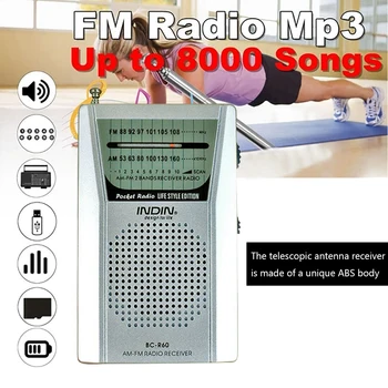 Mini Radijo Nešiojamų Pasaulio Imtuvas integruotas Garsiakalbis Ausinių Nešiojamų Radijo BC-R60 2AA Baterijos Valdomas AM FM Kišenėje
