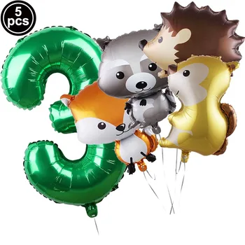 Miško Gyvūnų Temą Šalies Balionas 32inch Skaičius Skaitmeninės Ballon Vaikams Gimtadienio Oro Globos Baby Shower Šalies Prekių