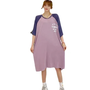 Moterų plius dydis pižama namų dresss vasarą 2021 moterų trumpomis rankovėmis modalinis sleepwear pižamą suknelė