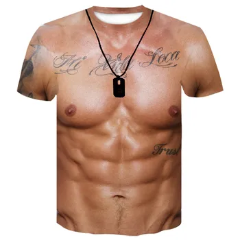 Naujas 2021, Harajuku 3D įdomus modelis nuoga T-shirt odos krūtinės raumenys vyrų keista, marškinėliai T-shirt viršų