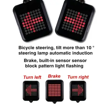 Naujas Dviratis Įspėjamojo Posūkio Signalus LightLight Dviračio Šviesos 64 LED Automatinis posūkio Dviračių užpakalinis žibintas Galinis USB Įkrovimo