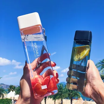 Naujas Kvadratinių Vandens Butelį Plastiko Sporto Šveitimas Nuotėkio Įrodymas, Geriamojo Mano Butelis Nešiojamų Mados Drinkware Kelionių Buteliai