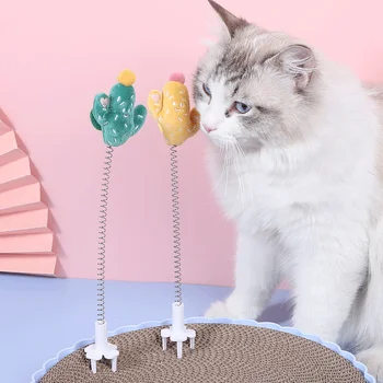 Naujas Pet Žaislas Elastiniai Interaktyvus Žaislas Savarankiškai hi Animacinių filmų Kaktusas Pavasario Katė Žaislas Arkliukas Muzikos Animacinių filmų Pliušinis Cat Stick Katė Žaislas