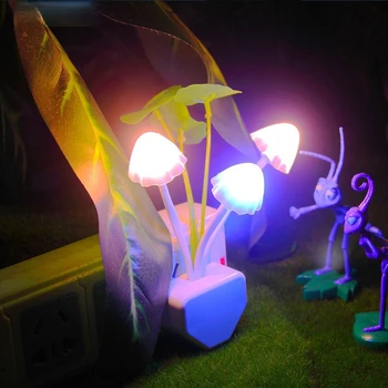 Naujovė Naktį Šviesos ES ir JAV Plug Indukcijos Svajonė Grybų Grybas Luminaria Lempa 220V 3 LED Grybo Lempa led naktį žibintai