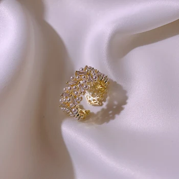 Neo Gotikinio Cirkonis Perlas Aukso Atidarymo Žiedai Moteris korėjos bižuterijos Vestuves Mergina Neįprasta Žiedai Studentų Dovana