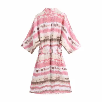 PSEEWE Za Kimono Moterys Vasarą 2021 Kaklaraištis Dažų Ilgai Moteris Paplūdimio Kimono Derliaus Japonijos Surišti Diržais Streetwear Atsitiktinis Palaidinė