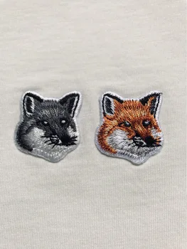 Paprastas Klasikinis Mažai Siuvinėjimo Fox Šukuotinės Medvilnės marškinėliai Trumpas rankovėmis Tee Marškinėliai Vyrams ir Moterims