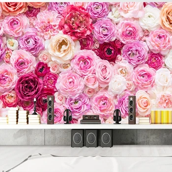 Pasirinktinius Nuotraukų Meno Tapetai, Gražus Raudonas Rose Gėlės Sienų Tapybos Vestuvių Kambario, Miegamojo Kambarį Apdaila 3D Sienų Freskomis