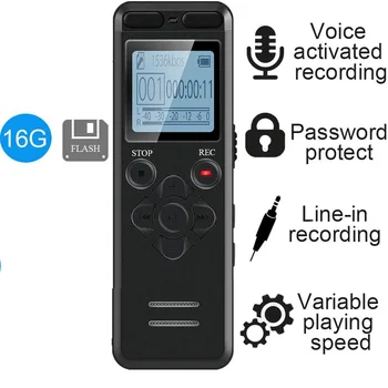 Paslaptis Skaitmeninio Garso Diktofonas 16GB Profesionalus Nešiojamų Diktofonas MP3 Verslo Paramos Iki 64G TF Kortelę V32