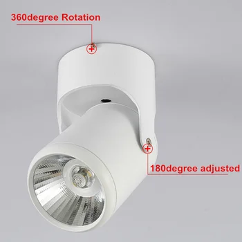 Paviršinės Montuotės COB Downlight 10W 20W 360 Laipsnių Sukimosi LED Lubų Vietoje Šviesos AC85-265V