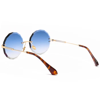 Peekaboo turas moteris akiniai nuo saulės taškus aukso metalo mėlyna frameless retro saulės akiniai moterims gradientas objektyvas uv400 2021 dovana punktas