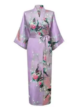 Plius Dydis XXXL Kinijos Moterų Ilgas Apdaras Spausdinti Gėlių Povas Chalatas Kimono Suknelė Nuotaka Bridesmaid, Vestuvių Chalatai Seksualus Sleepwear