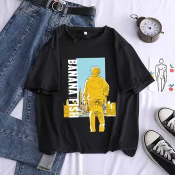Puikus Anime Bananų Žuvų Spausdinti Marškinėliai Vyrams Manga Streetwear T-Atsitiktinis marškinėliai trumpomis Rankovėmis Marškinėlius Homme Hip-Hop Top Tees Vyrų Dienos
