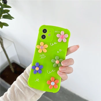 Qianliyao 3D Mielas Gėlių Atveju iPhone, 12 Mini Pro 11 XS Max XR X Silikono Atveju iphone, SE 2020 m. 8 7 Plius Minkštas Galinį Dangtelį
