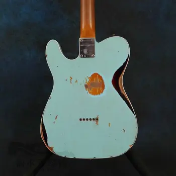 Ranka elektrinė gitara , su mėlyna spalva , raudonmedžio fingerboard , relikvijos rankomis , aukšto qulity Kinijos gitara , kad visos gitaros