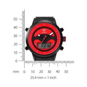 Requiem Shark Sport Watch Raudona prietaisų Skydelio LCD Skaitmeninis Apšvietimas Data Žadintuvas Chronometras Kvarcas Nerūdijančio Plieno Juosta Vyras Laikrodžiai/SH552