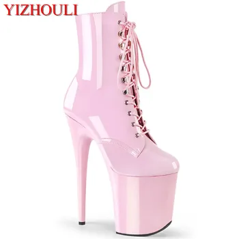 Rožinė 8 colių mados batai, 15-23 cm stiletto kulniukai, seksualus princesė batai, modelis pokylių ašigalio šokių spektaklis batai