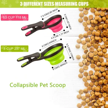 Silikono Pet Įrašą Scoop Matavimo Puodelis Šaukštas Kaušeliai Šunų Kačių Maistas Vandenį Šuns Dubenėlyje Finansuojančiojo Saugojimo Priemonė