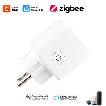 Smart Zigbee Lizdas ES Plug 15A Galia Stebėti Tuya SmartLife APP Kontrolės Darbai Alexa 