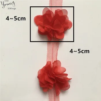 Spalvotų 1 kieme gėlės 3D Šifono Gėlių Nėrinių Suknelė Apdailos Nėrinių Audinio Aplikacijos Apipjaustymas 