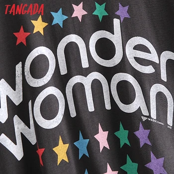 Tangada 2021 Moterų Star Spausdinti Pasėlių Medvilnės Marškinėliai trumpomis Rankovėmis Vasarą Ponios Atsitiktinis Marškinėliai Street Wear Viršuje 4D06