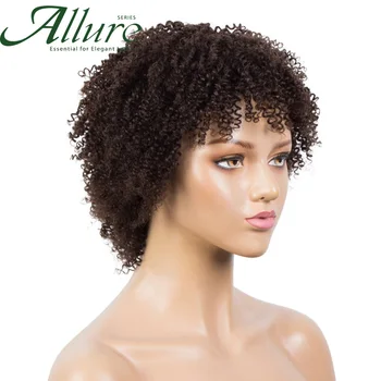 Trumpas Gamtos Afro Keistą Garbanotas Žmogaus Plaukų Perukai už juodaodžių Moterų Glueless Brazilijos Garbanotas Plaukų Perukai Vilioti Pigūs Pilna Mašina Perukai