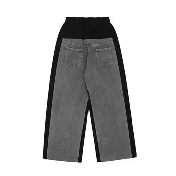 UNCLEDONJM Džinsinio Spliced swearpants vyrų kelnės atsitiktinis streetwear vyrų track kelnės haremo kelnės vyrams hip-hop kelnes UM20330