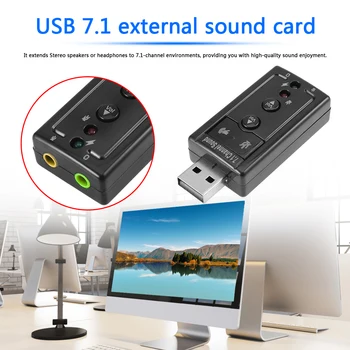 USB 7.1 Išorinių KOMPIUTERIO USB Garso Plokštę, 3.5 mm AUX Mikrofoną su Ausinėmis, Labai Lanksti, Audio Adapteriu, Plug And Play-LED Indikatorius