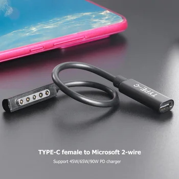 USB C Moterų Adapterio Kabelį Namų Kompiuterio 3A 65W PD Greito Įkrovimo Reikmenys Microsoft Surface Pro 2