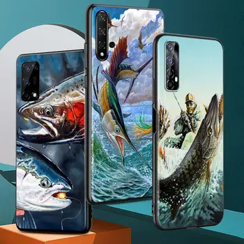 Upėtakis Skydelis Žuvų Žvejybos KOLEGA Realme V15 X5 X3 X50 X7 X2 C17 C11 C3 C2 7i 7 6 6S 6i 5 Narzo 20 Pro Black Telefono dėklas