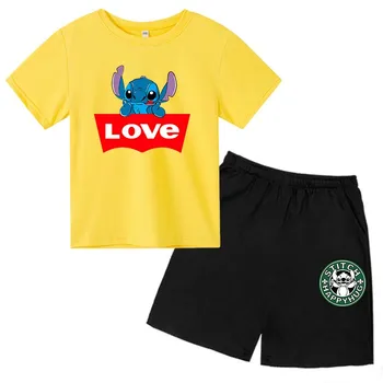 Vaikų Vasaros T-shirt Kostiumas Spausdinimo Dygsnio T-shirt Mergina Kostiumas, T-marškinėliai, Šortai, 2-piece Set Berniukų Laisvalaikio Sporto 2021 Naujas