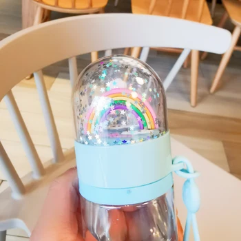 Vandens butelis mielas vienaragis kūrybos micro kraštovaizdžio įdomus dizainas plastikinių vandens puodelį vaivorykštės spalvų mergina portable nešiojamieji