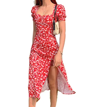 Vasaros Moterų Suknelė 2021 Prairie Prašmatnus, Saldus Pasakų Gėlių Suknelė Aikštėje Apykaklės Sluoksniuotos Rankovėmis Mados Šventė Skraiste Femme Vestidos