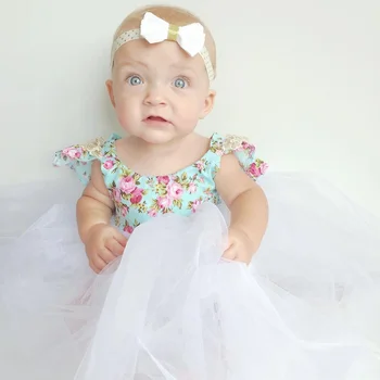 Vasaros Princesė Baby Girl Gėlių Nėrinių Suknelė Bamblys Vaikas Lankelis Rankovių Šalies Oficialaus Bebe Mergina Mielas Tutu Sukneles Sundress