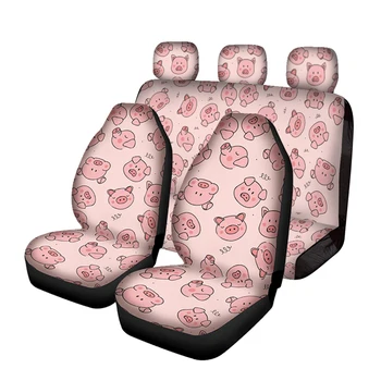 Ventiliatorius kiaulių dizaino automobilių sėdynės padengti, pilnas komplektas ledo šilko automobilių sėdynės padengti, moterų miela asmenybė spausdinimo modelis, visus metus