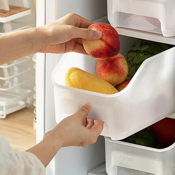 Virtuvės Šaldytuvas Talpinimo Maisto Konteinerį Plastikinius Šviežių Tarpiklis Stalčiuko Pull-Out Stalčiai Šviežių Rūšiuoti Organizatorius