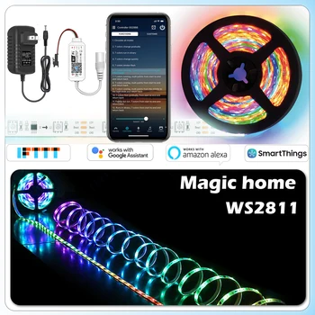 WIFI Dreamcolor LED Juostelės Magic Namų Išmaniųjų Telefonų Kontroliuojamas Šviesos Juostelės 0.5/1/2/5/6/10M RGBIC Apšvietimas Miegamajame Šaliai Dekoro