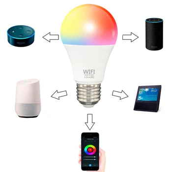 WIFI Smart Lemputė E27 LED RGB RGBW RGBWW Lemputės Lempa 9W 110V-220V LED Prožektorius + IR Nuotolinis Arba 