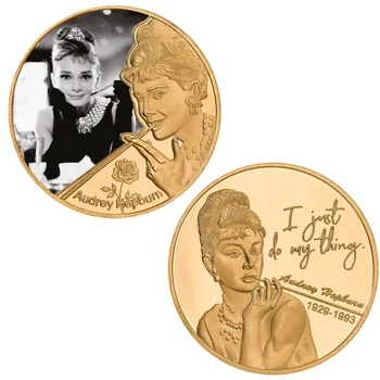 WR Žinomas Asmuo Audrey Hepburn Auksą, Padengtą Commemoative Monetų Rinkinys Monetos Turėtojas Iššūkis Monetos originali Dovana Vaikams