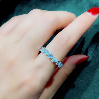 Širdis Myli Lab Diamond cz Žiedas 925 sterlingas sidabro Dalyvavimas Vestuvių juostoje Žiedai, Moterų Nuotakos Šalis Papuošalai