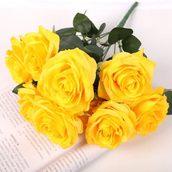 1 Puokštė Šilko rožė Dirbtinių Gėlių Puokštė 10 Didelių Galvos Pigūs Netikrą Gėlės 