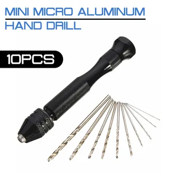 10vnt Twist Drill Bit Aliuminio Lydinio Mini Mikro rankinis Grąžtas Su Keyless Chuck Medienos Gręžimo Rotaciniai Įrankiai