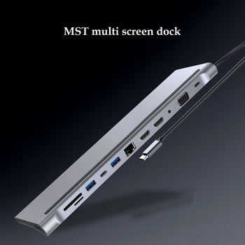 12-in-1 Tipo C HUB 4K Docking station dual HDMI-suderinama Ethernet USB 3.0 Audio jungtis Multiport 4-port USB Adapter MacBook