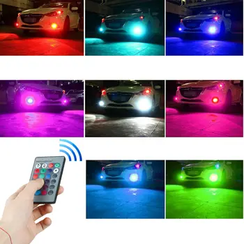 16Color RGB H11/H8/H9 LED Lemputes, su Belaidžio ryšio IR Nuotolinio Dėl Rūko žibintai Tolimosios šviesos Žibintas 27SMD 5050 DC 12V 800LM Automobilių modifikuoti žibintai