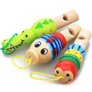1Pc Kūdikių Švilpimas Žaislas Medinis Atsitiktinių Spalvų Žaislų, Animacinių filmų Gyvūnų Švilpukas Švietimo Muzikos instrumentų Žaislas, skirtas Kūdikiams, Vaikams, Vaikai