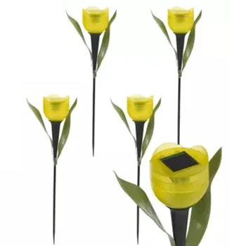 1Pcs Sodo Tulip Gėlių Formos LED Saulės energija Varomas Vandeniui Vamzdis Vejos Žibintai Nuolatinis Dekoro Kieme Lauko Šalies STSF666
