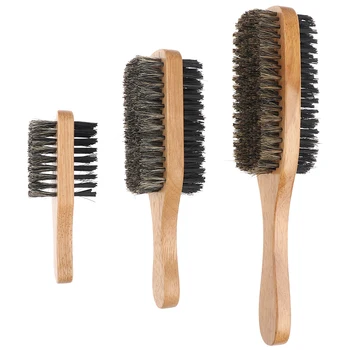 1X Mens Šernų Šerių Plaukų Šepetys Mediniais Garbanotas Banga Teptuku Optikos Barzda Hairbrush