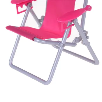 1pc Pink Fashion 1:12 Masto Puikus Sulankstomas Deckchair Lounge Paplūdimio Kėdės Miniatiūriniai Barbie Lėlės Namą