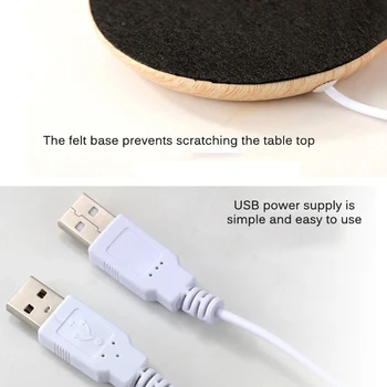2020 USB Šilčiau Trinkelėmis Pelninga USB Medienos Grūdų Puodelis Šilčiau Šilumos Gėrimo Puodelis Mat Nuolat Gerti Šiltą Šildytuvas Puodelių Miestelyje USB Įkrovimas