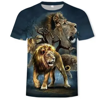 2021 naujas 3D gyvūnų liūtas 3D stiliaus modelis T-shirt vyrams vasaros 3D spausdinimo liūtas 3DT marškinėliai